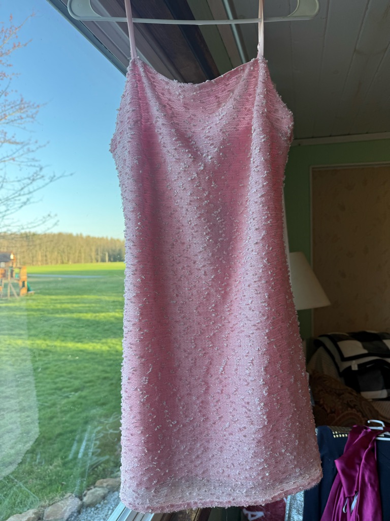 Lulu's Pink Beaded Mini Slip Dress